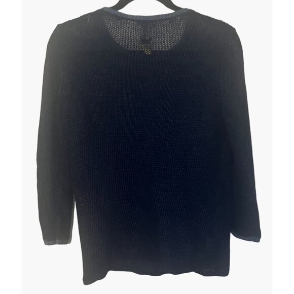 J. McLaughlin Navy Blue Open Knit Sweater Women's Size Medium Excellent very gen - Picture 2 of 6